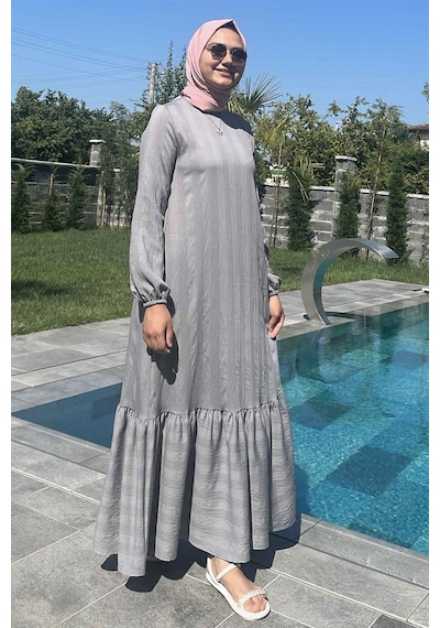 Rabia Şamlı Seda Gri Elbise Gri