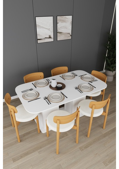 Lüks Yemek Odası Takımı 3 Parça %100 Mdf Konsol Yemek Masası Tv Ünitesi Yt01 Beyaz