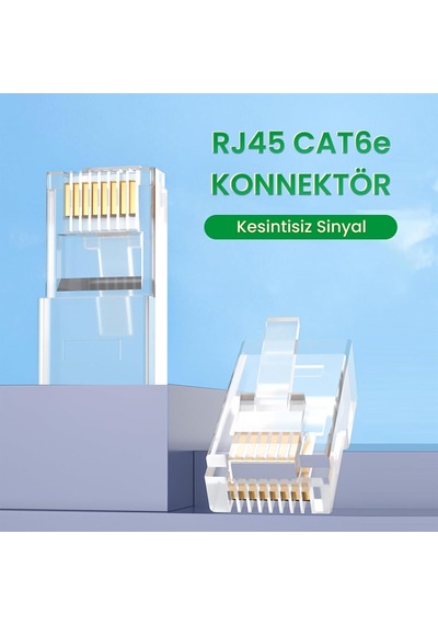 Lexroo Cat6e Rj45 Jack 8p8c Ethernet Konnektörü Altın Kaplama 102 Adet Standart