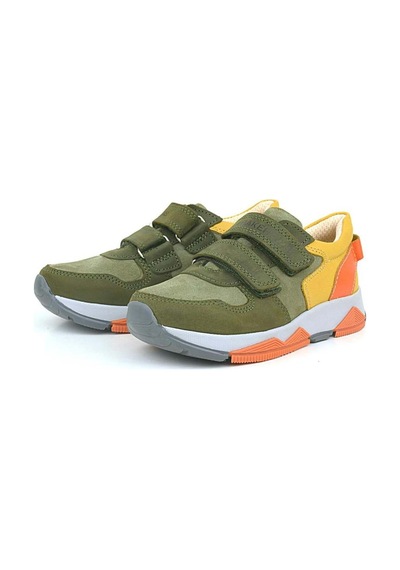 Ortopedikal 3880 Rakerplus Hakiki Deri Haki Turuncu Sarı Çocuk Sneakers Spor Ayakkabı Cırtlı Haki-turuncu-sarı