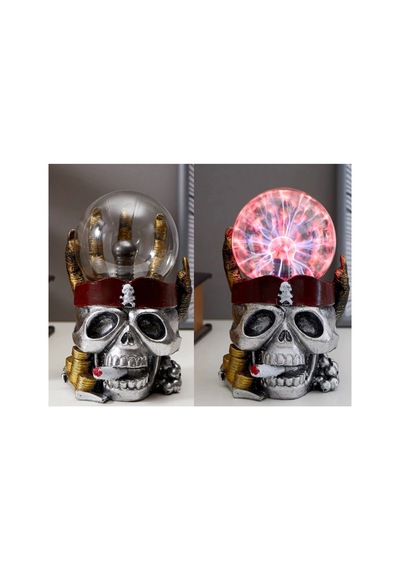 1 Adet Polyester Kurukafa Plazma Işık Polyester Malzeme, Dekoratif Plazma Aydınlatma, Masa Ve Raf İçin Skull Plasma Light