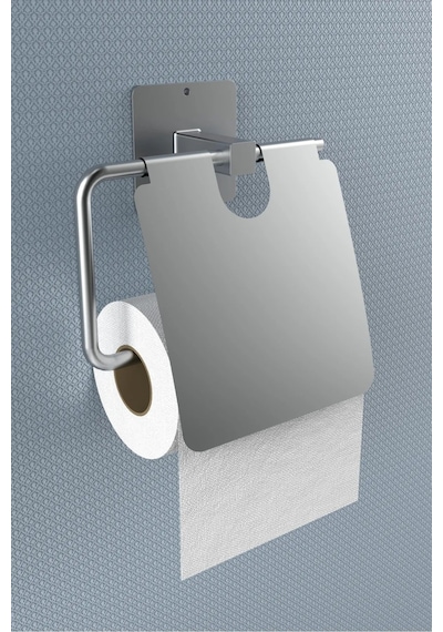 Karteya Yapışkanlı Krom Kapaklı Tuvalet Kağıdı Askısı Wc Kağıtlık Gri