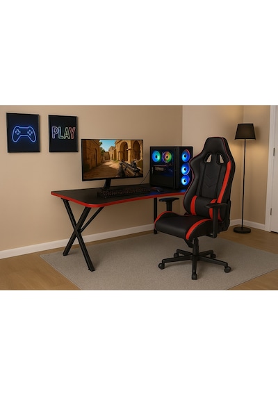 X Metal Ayaklı Oyuncu Masası Gamer Masa Siyah-kırmızı X Metal Ayaklı Oyuncu Masası Gamer Masa Siyah-kırmızı