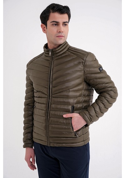Slim Fit Hakim Yaka Yan Cepli Kaz Tüyü Haki Şişme Mont Mt 176 Haki