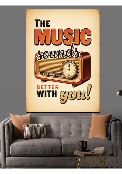 Müzik Ruhu Seninle Slogan Dekoratif Kanvas - Mdf Ahşap Tablo