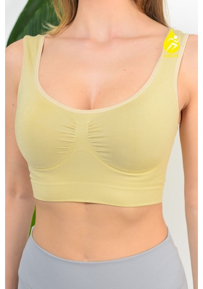 Sauna Suit Top Büstiyer Kadın Modal Crop Toparlayıcı Kalın Askılı Seamless Dikişsiz Örme Bustiyer Ten Rengi