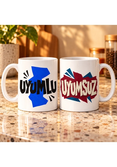 Mmb-trade Uyumlu Uyumsuz 2'li Porselen Kupa Seti - Model 708 Mmbz