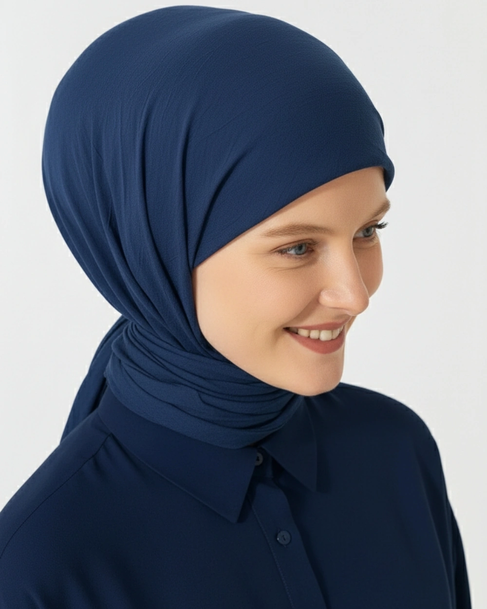 Bilenler Konfor Eşarp 195x85 Cm 4 Mevsim Kullanım Terletmez, Kaymaz, Pamuk Polyester Karışımlı Rahat Eşarp Indigo