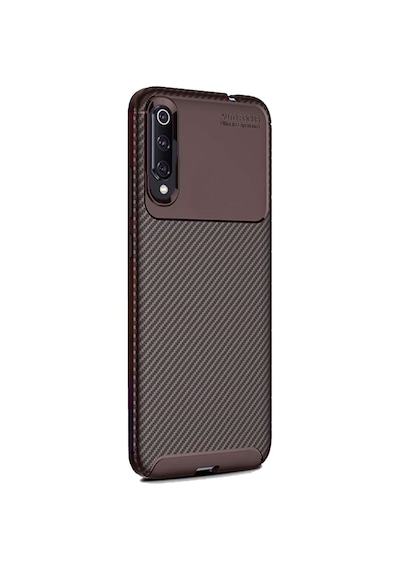 Xiaomi Mi 9 Karbon Desenli Negro Silikon Kılıf Kahverengi