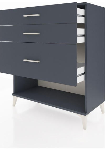 Hyperion Şifonyer 3 Çekmeceli 88x44x106 Antrasit-antrasit Antrasit