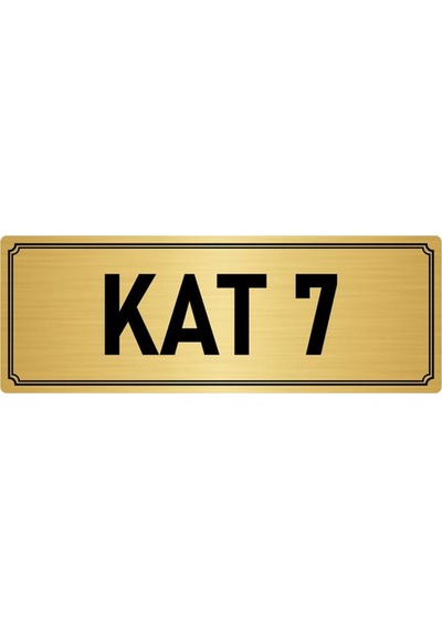 Metal Yönlendirme Levhası, Departman Kapı İsimliği Kat 7 10x20 cm Altın Renk