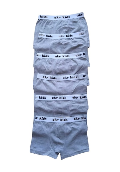 Uniquetrenders Erkek Çocuk İkili Set Pamuklu Penye 6 Atlet 6 Boxer Gri