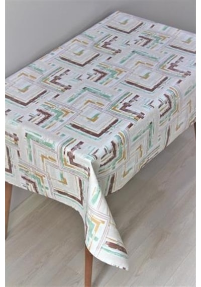 Elyaf Astarlı Silinebilir Pvc Muşamba Masa Örtüsü Pastel Tonlar-kahve