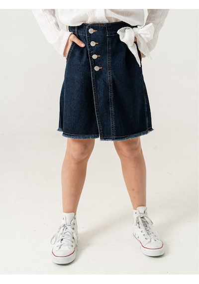 Kız Çocuk Kot Şort Etek 2856 Koyu Mavi