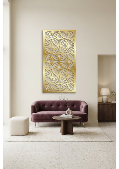 Dekoratif Panel Metal Duvar Tablosu - Duvar Sanatı - Duvar Dekoru - Altın