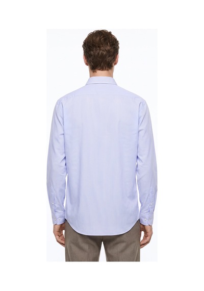 Fabrika Maydos 603 Mavi Erkek Alttan Britli Çizgili Slim Fit Gömlek