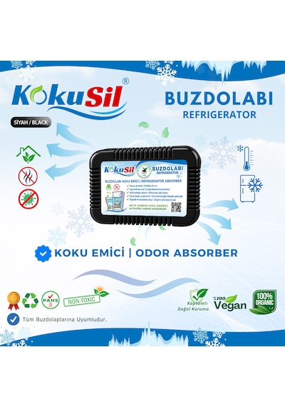 Kokusil Buzdolabı Koku Giderici Ve Koku Emici Doğal Aktif Karbon Siyah