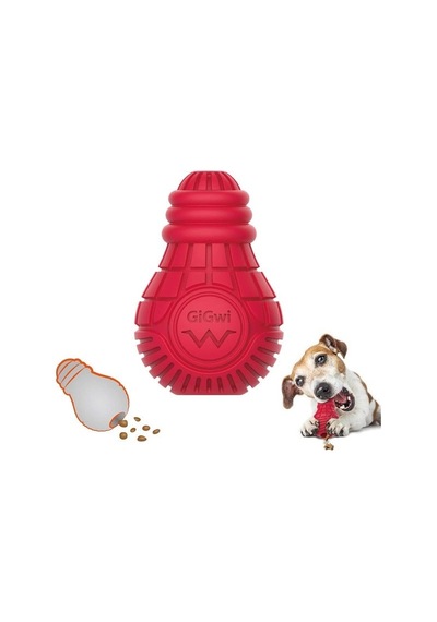 Gigwi Bulp Ampul Şekilli Kauçuk Diş Kaşıyıcı Köpek Oyuncağı - Kırmızı M