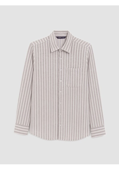 Lcwaıkıkı Classic Gri Regular Fit Çizgili Poplin Erkek Gömlek