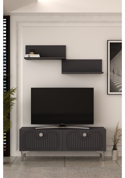120dhdtür3ba 120 Cm Hera Lazer Desenli Raflı Tv Sehpası,ünitesi Antrasit - Gümüş 120dhdtür3ba 120 Cm Hera Lazer Desenli Raflı Tv Sehpası,ünitesi Antrasit - Gümüş