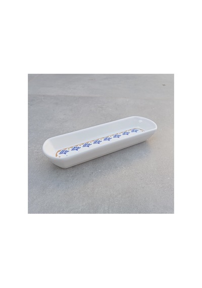 Ottoman 3 Adet Seramik Zeytinlik Oval Kayık Sunum Tabağı - 6x20cm Mavi