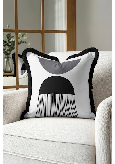 Siyah Beyaz Ve Gri Geometrik Şekiller Saçaklı Yastık Kılıfı-minimalist Stil Püsküllü Kırlent Kılıfı Orman Lavanta Siyah Beyaz Ve Gri Geometrik Şekiller Saçaklı Yastık Kılıfı-minimalist Stil Püsküllü Kırlent Kılıfı Orman Lavanta