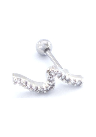 Ferizz 316l Çelik Zirkon Taşlı Piercing Prc-181 Gümüş
