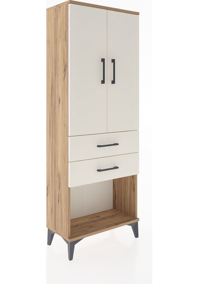 Arges Dolap Tek Raflı 2 Çekmeceli Tek Askılı 60x30x163 Çam-ay... Çam