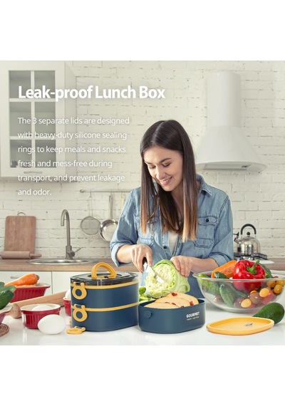 Bento Box Yetişkin Öğle Yemeği Kutusu, Sızdırmaz, Bpa İçermeyen İstifleme 3 Katlı Taşınabilir İstiflenebilir Gıda Kabı Saklama Kutuları Çalışma Okul Kamp İçin Mavi Çok Renkli