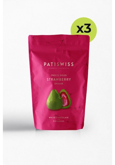 Patiswiss Antep Fıstıklı Beyaz Çikolatalı Çilek Draje 3 x 80 G