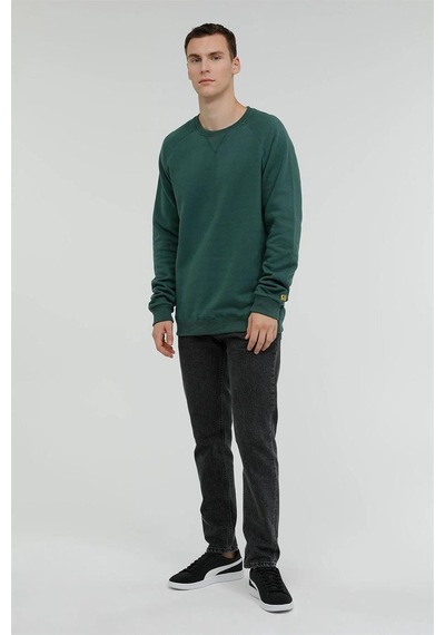 Superfly Bisiklet Yaka Erkek Basic Sweatshirt Spf101232323607 Mavi