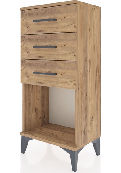 Arges Komodin 3 Çekmeceli 44x30x96 Çam-çam Atlas Çam