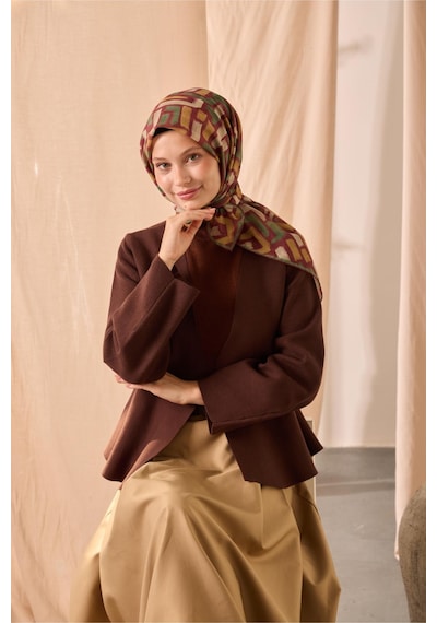 Silk Home Soft Eşarp 73096-07 Kiremit Bordo, Hardal, Yeşil, Küf Yeşili