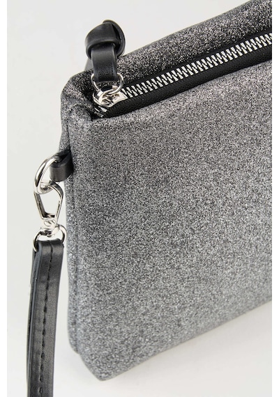 Vivaq Kadın Bellis Simli Gri Astarlı Suni Deri Bilek Askılı Portföy El Ve Clutch Çanta GRİ