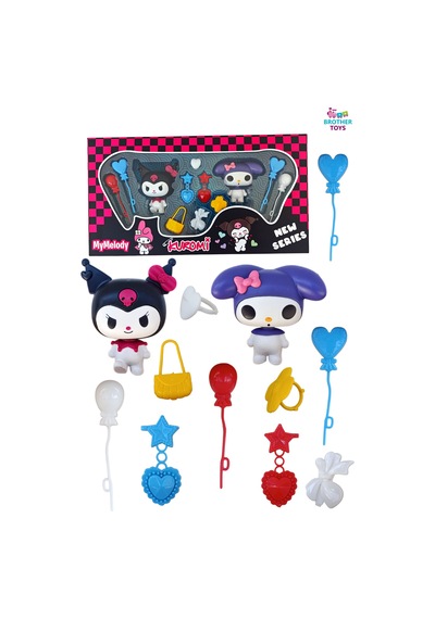 Kuromi Hello Kitty My Melody 2'li Aksesuarlı Oyuncak Figür Set