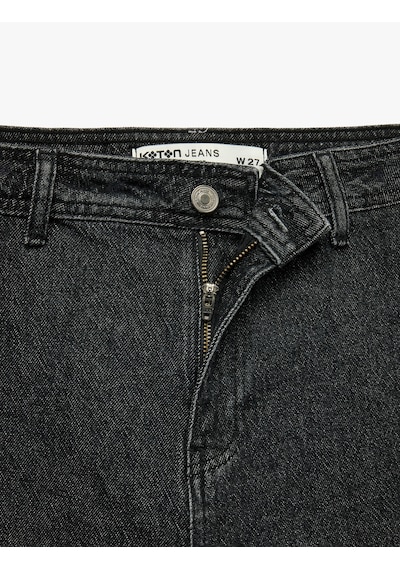 Koton Yüksek Bel Rahat Kalıp Pamuklu Denim Pantolon - Culotte Jeans Siyah 7wal40056md