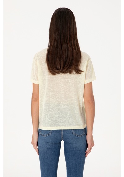 U.S. Polo Assn. Kadın Limon Bisiklet Yaka Tişört 50299755-VR035