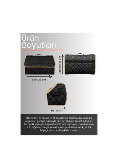 Deri Araç Bagaj Düzenleyici Organizer Kaymaz Cırt Bantlı Geniş Hacimli Çanta