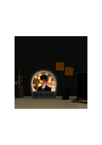 Led Işıklı Pleksi Dolunay Kişiselleştirilebilir Dekoratif Biblo Atatürk Portre Anahtar Askılığı Sarı - 737347614 Sarı