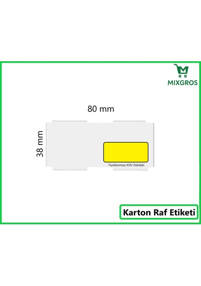 80x38 Mm Karton Termal Raf Reyon Etiketi Sarı Fiyat Çerçeveli 1 Rulo: 1000 Adet Etiket