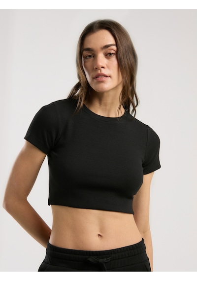 Everlast Ever Relaxed Rib Siyah Kadın Crop Tişört Siyah
