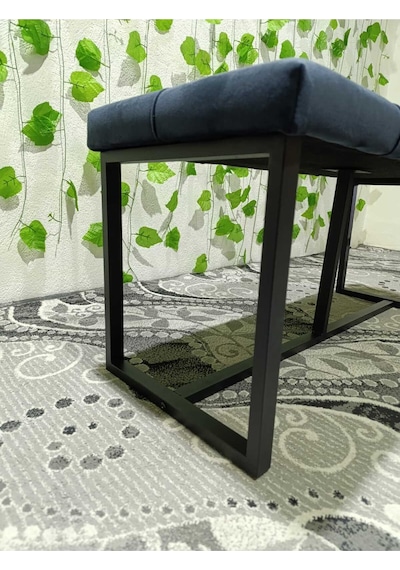 Özcan Metal Siyah Metal Ayaklı Bench Puf Bank Antre Mutfak Salon Yatak Odası Puf Bank 105 40 Lacivert