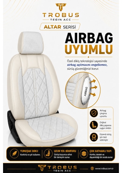Fiat Egea Cross 2020+ Uyumlu Altar Serisi Tay Tüyü Bej Premium Koltuk Kılıfı