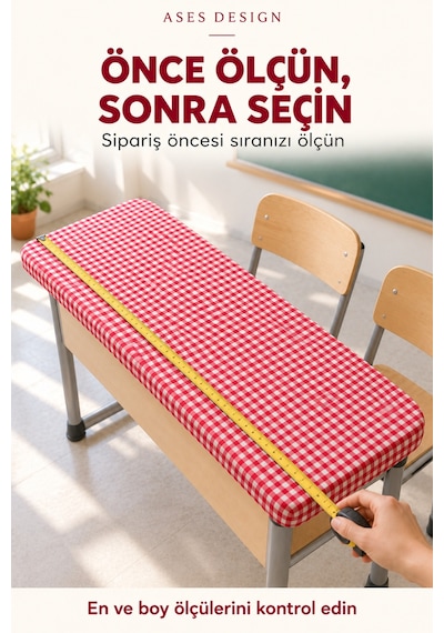Kırmızı Beyaz 15'li Lastikli Sıra Örtüsü, 100x140 Cm Öğretmen Masa Örtüsü Hediye