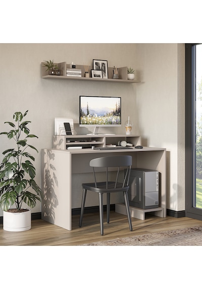 Mode Raflı Çalışma Masası , Raflı Monitör Standlı Çalışma Ofis Masası , Bilgisayar Masası Kumtaşı Mode Raflı Çalışma Masası , Raflı Monitör Standlı Çalışma Ofis Masası , Bilgisayar Masası Kumtaşı