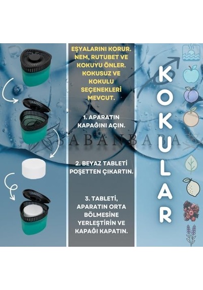 Yeşil Elma Kokulu Üçgen Nem Alıcı Aparat + Rutubet Giderici Tablet 500 Gram Diğer