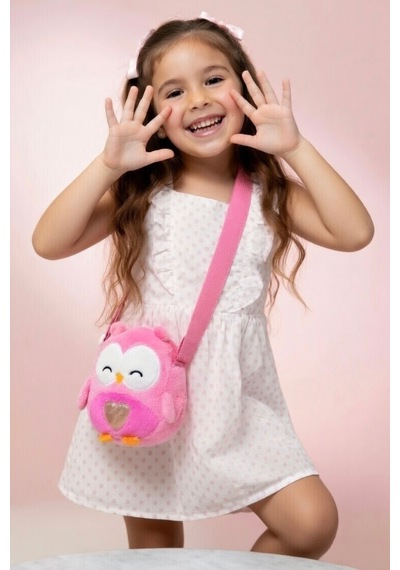 Mollycrush Kız Çocuk Pembe Baykuş Figürlü Peluş Çanta Sevimli Ayarlanabilir Askılı Omuz Ve Çapraz Çanta Pembe
