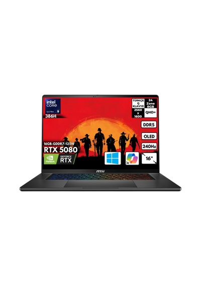 MSI Stealth 16 AI+ B3WI-003TRHMF7 Ultra 9 386H 48 GB 2 TB SSD 16 GB RTX5080 16" W11H Dizüstü Bilgisayar