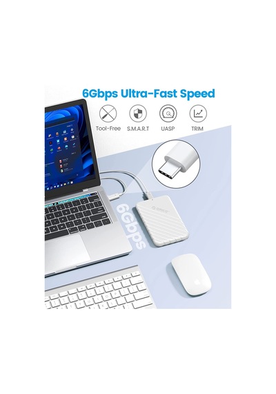 Orico 25PW1C-C3 Type-C to Type-C USB3.1 Gen1 6 Gbps 2.5”  SATA SSD Hard Disk Kutusu Beyaz