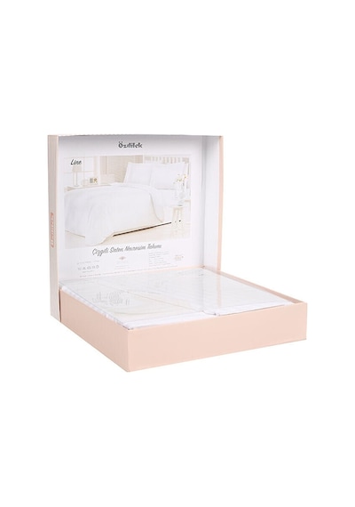 Özdilek  Line Çift Kişilik Saten Nevresim Takımı Beyaz 200 x 220